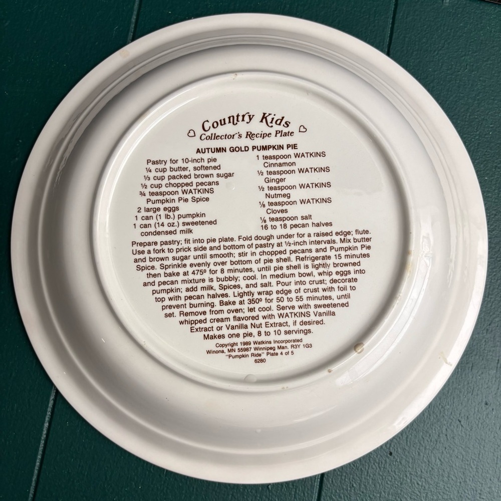 Vintage 90s Watkins Country Kids autumn pie plate and dessert plate - Picture 5 of 7